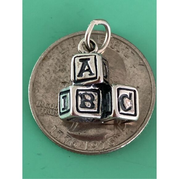 .925 Building Blocks Sterling Silver Jewelry Charm #ABC - Picture 2 of 4